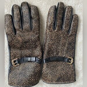 Cole Haan Leather & Fur Gloves (medium)